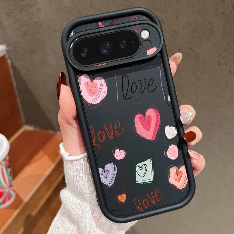 Love Heart Pattern Soft Case For Google Pixel 8A 8 Pro 9 Pro XL Shockproof Candy Color TPU Silicone Phone Cover For Pixel 9 Pro