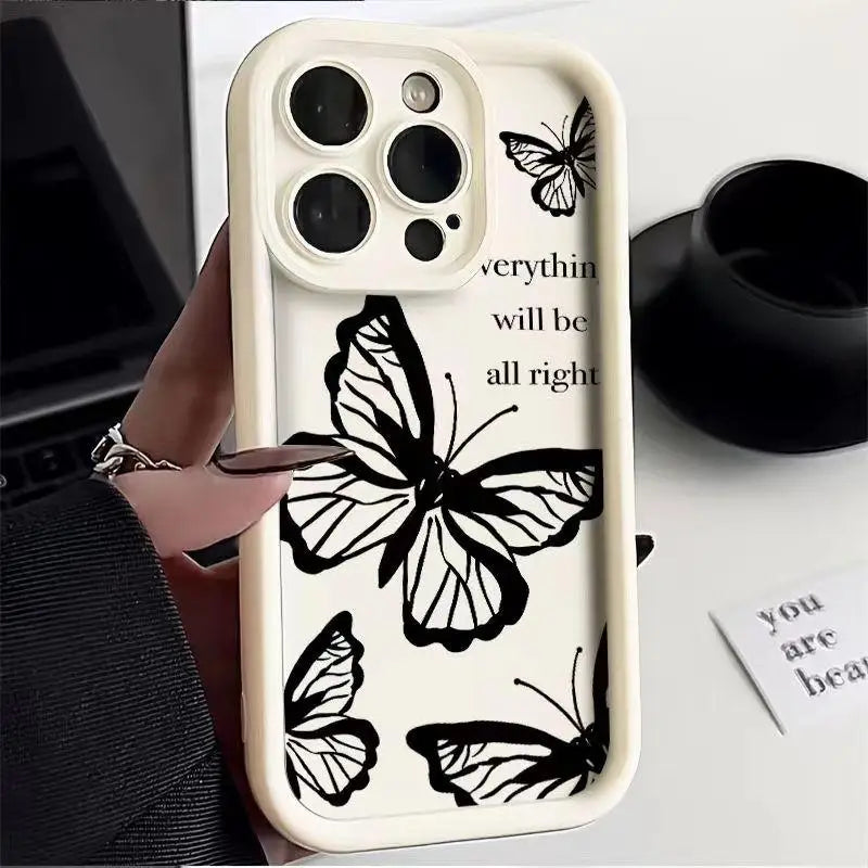 Black Butterfly Case for Motorola Moto Edge 40 Neo 50 Pro 50 Fusion 5G G84 G14 G04 G32 G35 G52 G30 G60S G53 G22 E13 E14 Casing