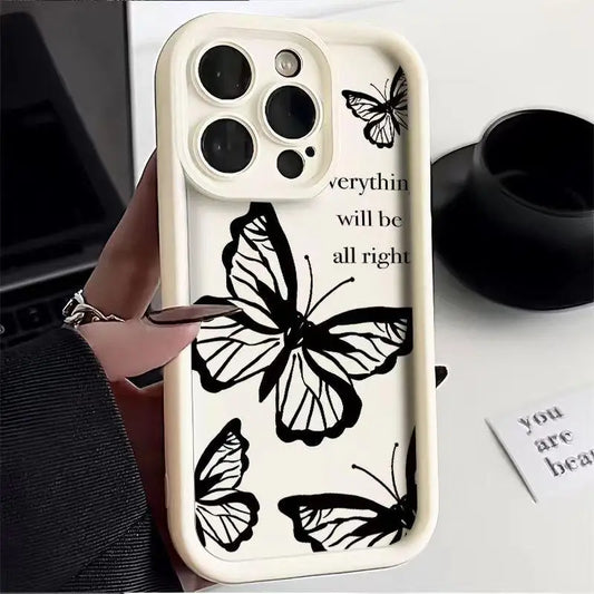 Black Butterfly Case for Motorola Moto Edge 40 Neo 50 Pro 50 Fusion 5G G84 G14 G04 G32 G35 G52 G30 G60S G53 G22 E13 E14 Casing