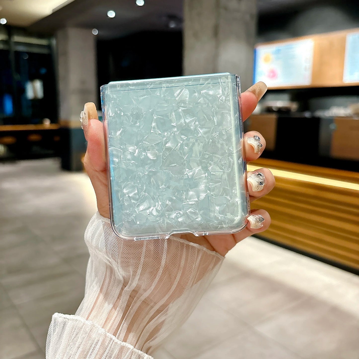 Luxury Seashell Plastic Folding Case For Motorola Razr 40 50 60 Ultra  Cover