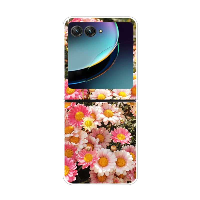 For Motorola Razr 40 Ultra Phone Case Flower Painted Clear Plastic PC Hard Back Cover For Moto Razr 40 Ultra Case 40Ultra 6.9"