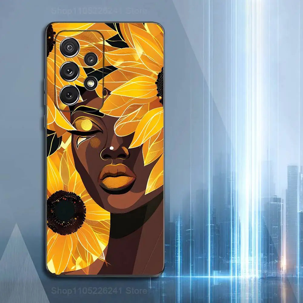 African Black Beauty For Samsung S9,S10,S20,S10,S21,S25,S24,S23,Ultra,FE,Plus,Lite,Soft Silicone Black Case