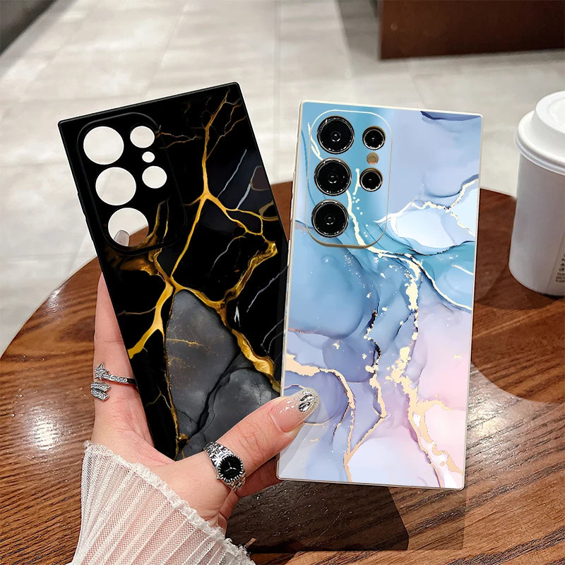 Marble Pattern Phone Case For Samsung Galaxy S24 S23 S22 Ultra S21 S20 FE A52 A53 A15 A16 A25 A35 A54 A55 5G Watercolor Cover
