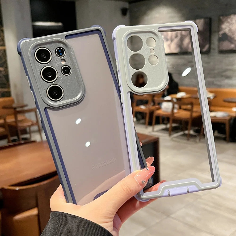 Heavy-Duty Shockproof Bright Case For Samsung Galaxy S25 S24 Plus Ultra S25Ultra S25Plus Transparent Military Hard Armor Cover