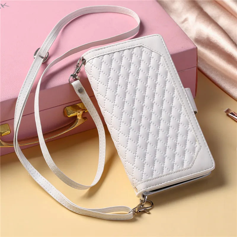 Long Lanyard Zipper Wallet Flip Leather Phone Case for Google Pixel 10 Pro XL 9 9A 8 8A 7 7A 6 6A Purse Card Cover Coque Etui