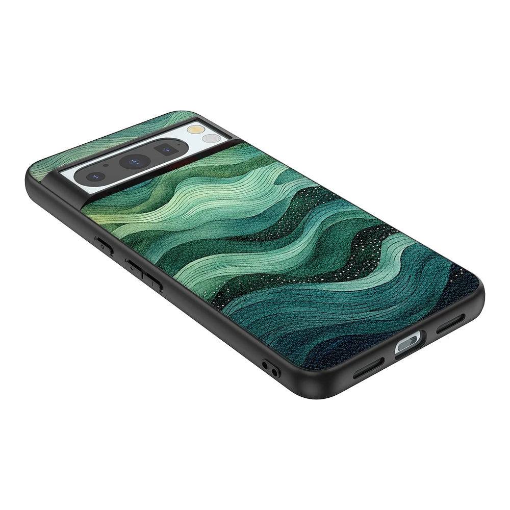 Back Cover Leather Case for Google Pixel 4 XL 4A 5 5A 5G 6 Pro 6A 7 Pro 7A 8 Pro 8A High Quality with Green Stripe Pattern Print