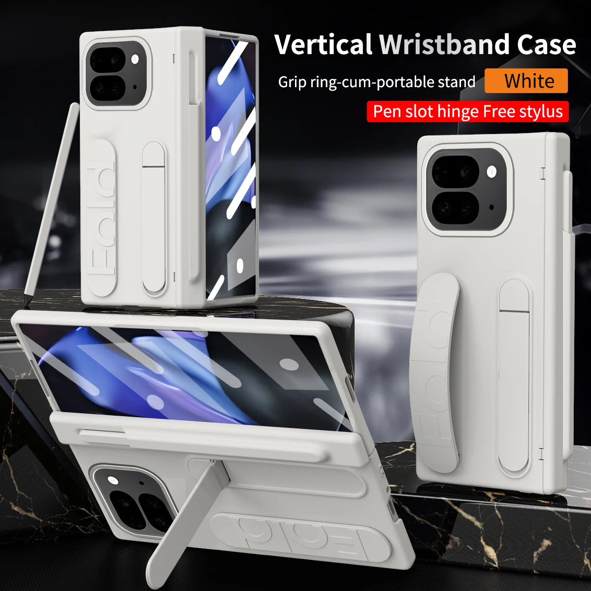 For Google Pixel 9 Pro Fold Swivel 180° Folding Wristband * Stand * Hinge 3-in-1 Full Lens Protection Drop Resistant Phone Case