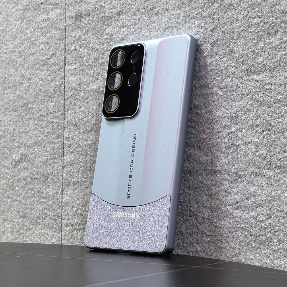 Dual Colors Splicing Case For Samsung Galaxy S23 S24 S25 Ultra Plus Ultra-Thin Hard PC PU Leather Lens Protection Phone Cover