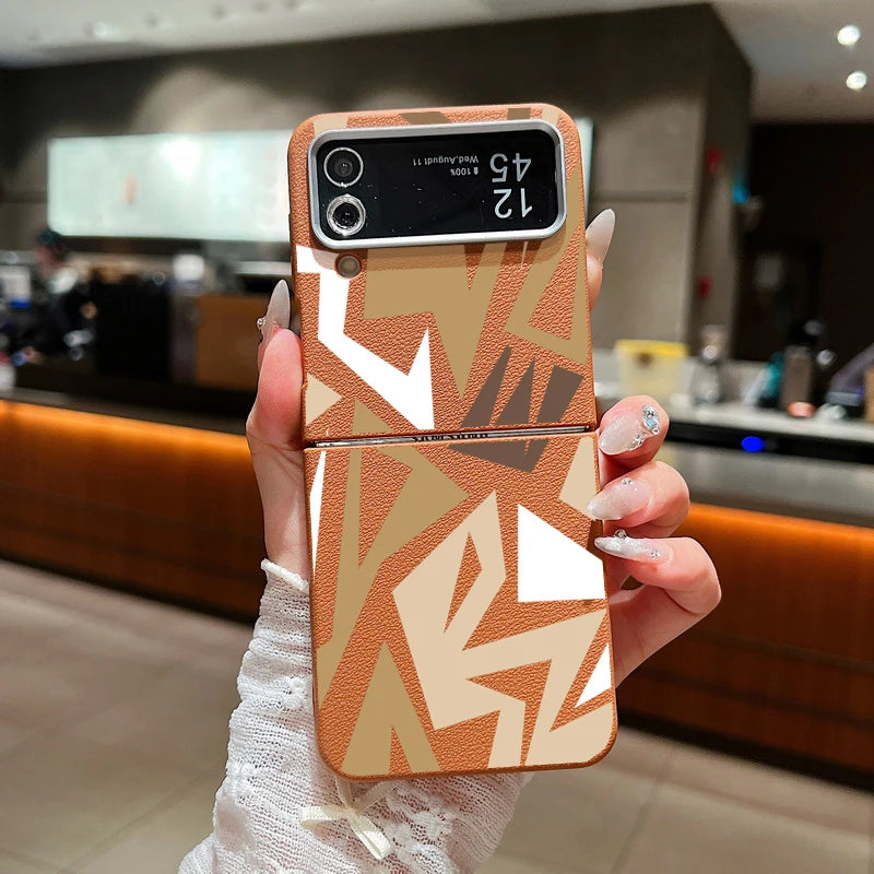 Geometric Pattern Phone Case For Samsung Z Flip7 FE Flip6 Flip5 Flip4 Folding Soft TPU Cover For Samsung Galaxy Z Flip 7 6 5 4 3