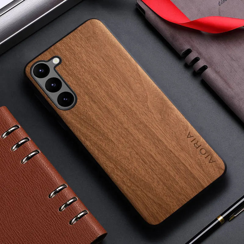 Case for Samsung galaxy s20 s21 s22 s23 Ultra plus FE 5G funda bamboo wood pattern Leather back cover for galaxy s23 ultra case