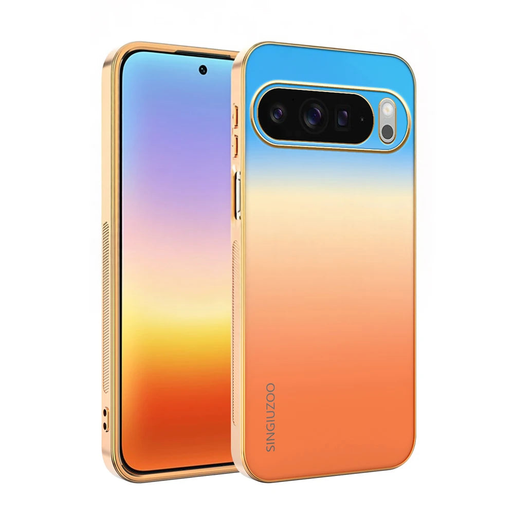 Plating AG Matte Gradient Color Case for Google Pixel 11 10 9 Pro XL 8 7 6 8A 7A 6A Shockproof Full Camera Protect Back Cover