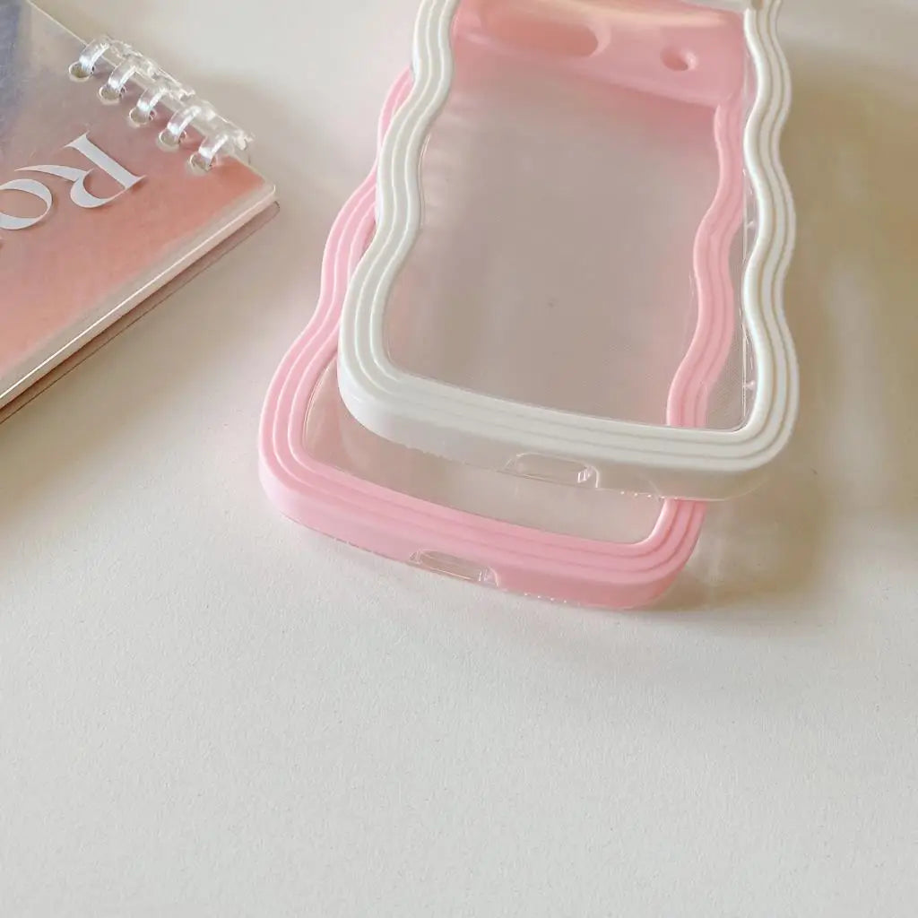 2IN1 Creative Curly Wavy Transparent Case For Google Pixel 9 Pro 9A 8 8A 7A Candy Color Shockproof Clear Hard Acrylic Back Cover