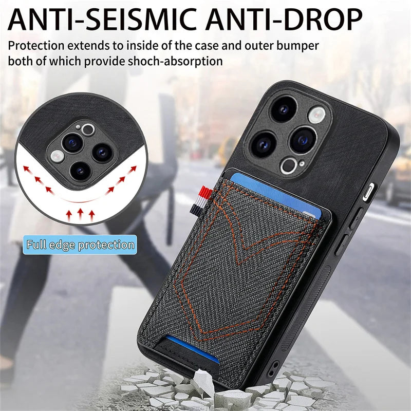 Magnet Case For Motorola Moto G Power Play Stylus 2024 4G 5G Edge 50 Ultra Pro Jeans Heavy Wallet Card Shockproof Cover Case