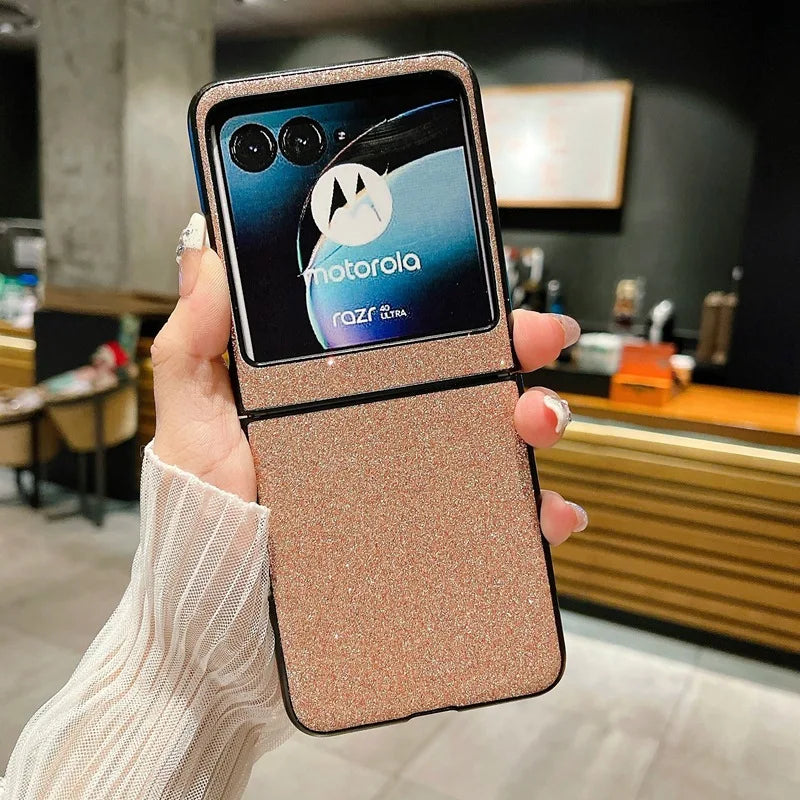 Luxury Bling Glitter Phone Case For Motorola Razr 50 40 Ultra Moto Razr40 Razr50Ultra 2023 Slim Hard Plastic PU Leather Cover
