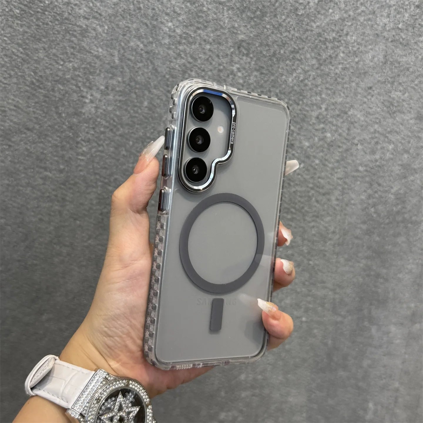 Magnetic for Magsafe Colorful Border Phone Case For Samsung Galaxy S25 S24 Plus S23 S22 Ultra S25Ultra Slim Transparent Cover