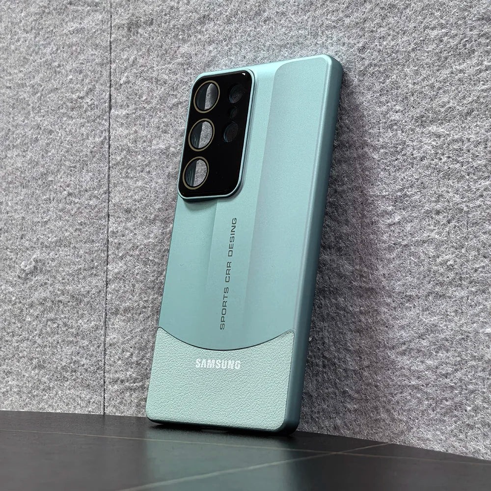 Dual Colors Splicing Case For Samsung Galaxy S23 S24 S25 Ultra Plus Ultra-Thin Hard PC PU Leather Lens Protection Phone Cover