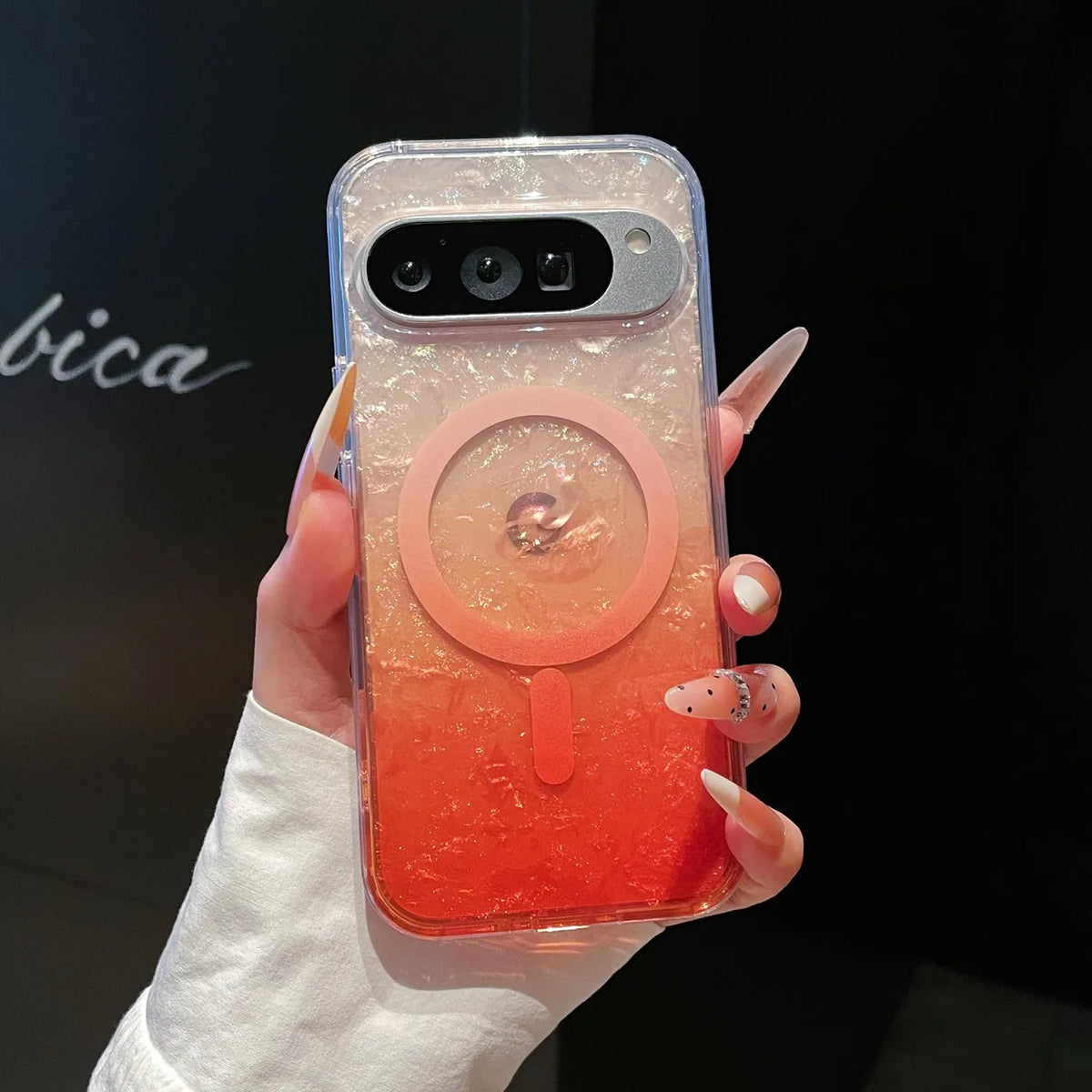Dreamy Ocean Shell Pattern For Magsafe Case For Google Pixel 11 10 9A 10A Pro XL Magnetic Bling Transparent Hybrid Bumper Cover