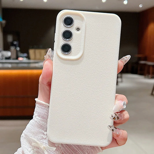 Leather Texture Soft TPU Case For Samsung Galaxy S24 S23 FE S25 S22 Ultra A15 A16 A25 A34 A35 A56 A53 A54 A55 A26 5G Phone Cover