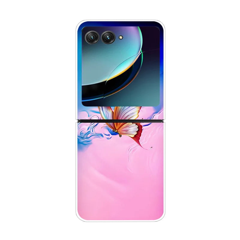 Case For Motorola Razr 40 Ultra Transparent Hard Folding Luxury Pattern For Motorola Moto Razr 40 Ultra Clear Cover Razr40 Ultra