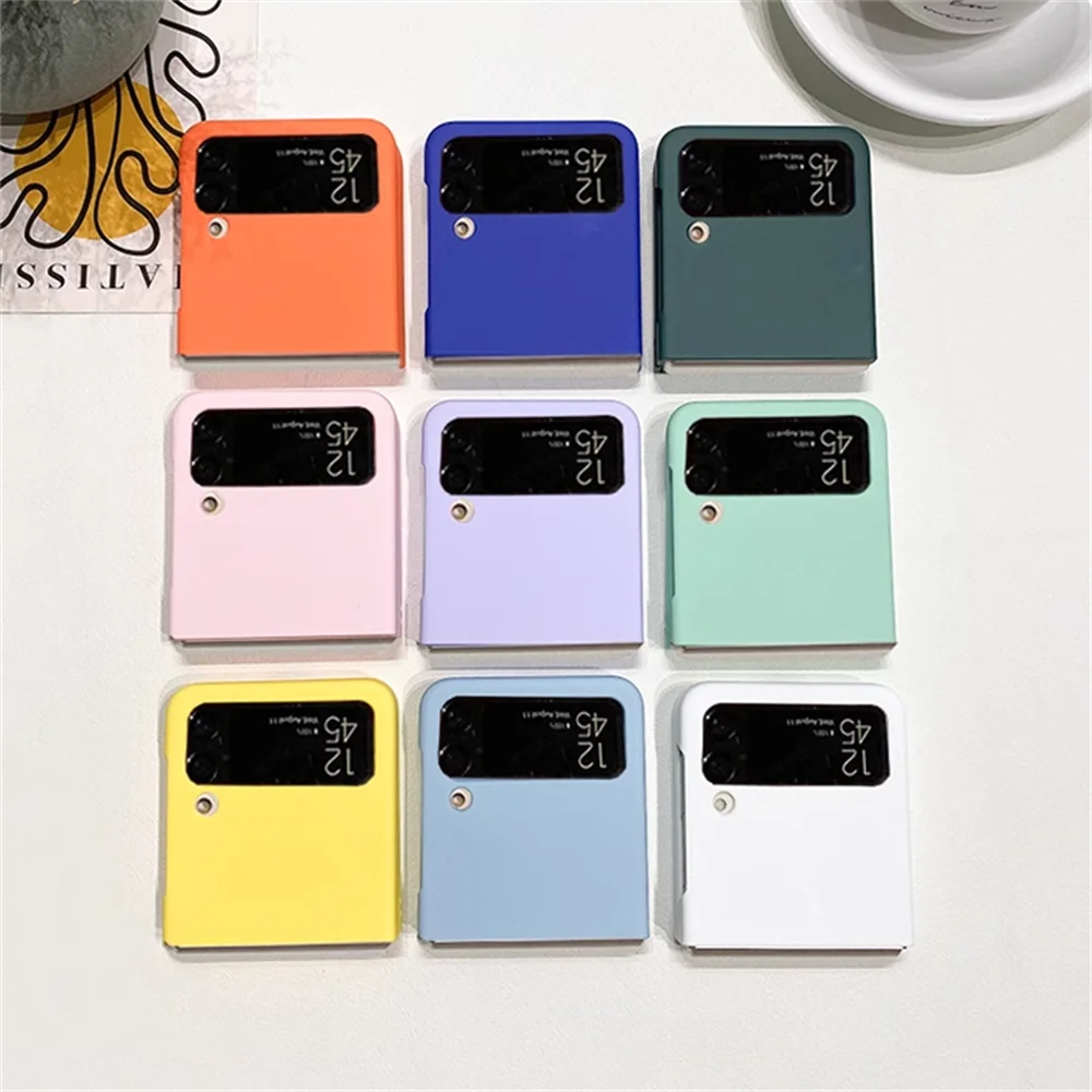 Candy Color Frosting PC Case For Samsung Galaxy Z Flip 6 5GFor Z Flip5 Flip3 Flip4 Ultra Thin Solid Color Hard PC Back Cover