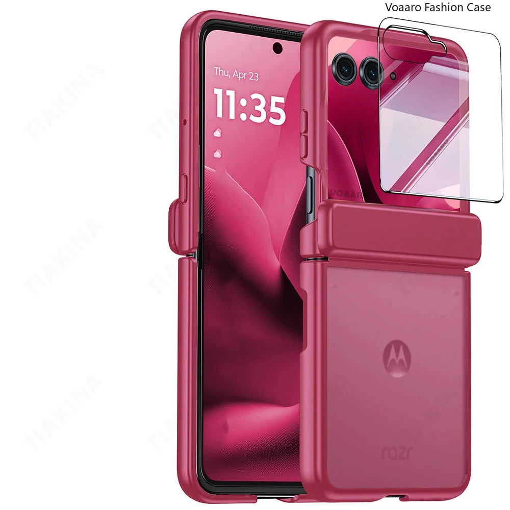 Matte Clear Plating Hinge Funda for Motorola Razr Ultra 2025 Case for Motorola Razr 60 Ultra Hinge Protect Case with Small Film