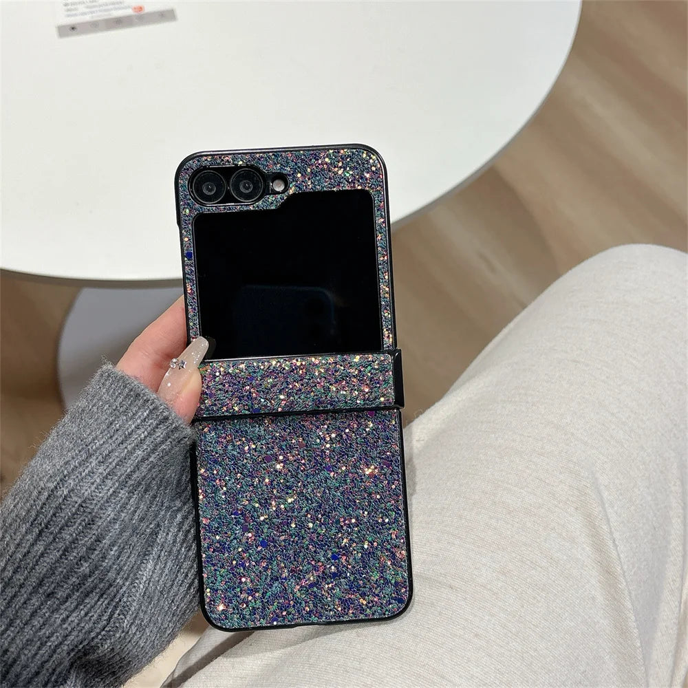 Luxury Bling Glitter Diamond Starry Sky Case For Samsung Z Fold Z Flip 6 5 4 3 ZFold6 ZFlip6 Shiny Shockproof Hinge Protect Capa