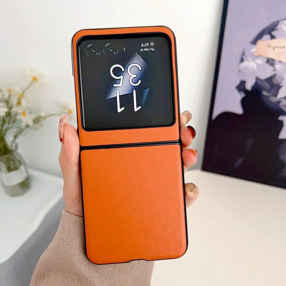 Moto Razr 50 Ultra PU Leather Hard Shell Phone Case for Motorola Razr 50 Ultra Razr 50 2024 Anti Fall Measures Protective Cover