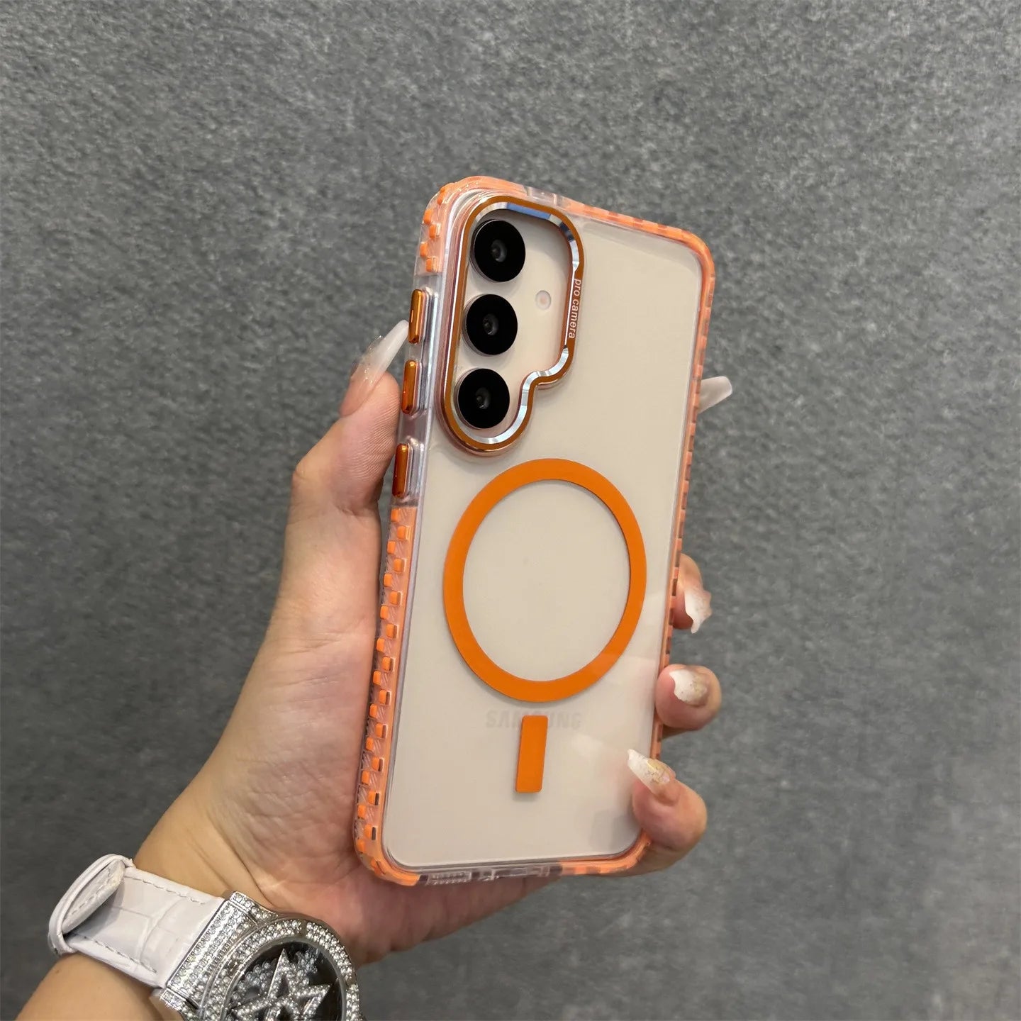 Magnetic for Magsafe Colorful Border Phone Case For Samsung Galaxy S25 S24 Plus S23 S22 Ultra S25Ultra Slim Transparent Cover