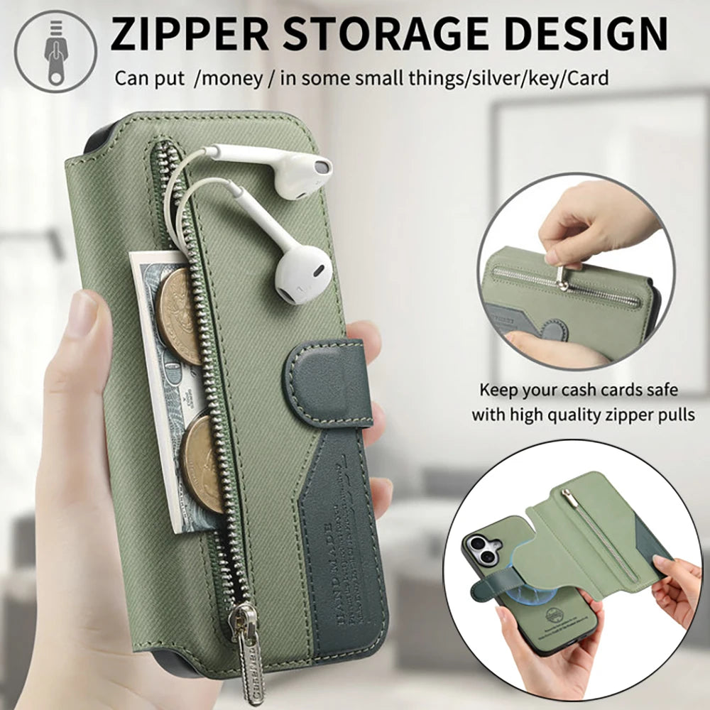 Edge 50 60 Fusion 5G Flip Case For Motorola Edge 60 60s Pro 2In1 Zipper Wallet Leather Funda Moto Edge 60 Stylus 40 Neo Cover