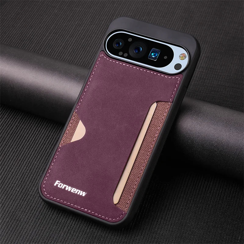 EUCAGR Luxury PU Leather Phone Case For Google Pixel 10 10 Pro XL Pixel 9A Pixel 9 Pro XL Soft Card Holder Shockproof Back Cover