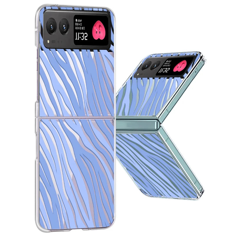 Stripe Pattern Clear Hard Phone Case For Motorola Razr 40 50 Ultra Fall Protection Folding Cover For Moto 40Ultra Razr40 Razr50