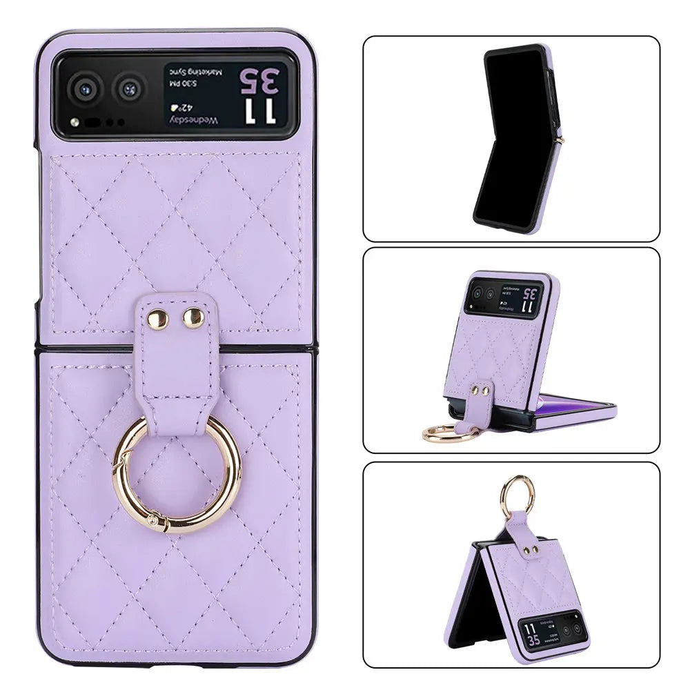 Fashion Leopard Print Leather Ring Case For Motorola MOTO Razr 40 Ultra Razr40 Slim Cover Fundas
