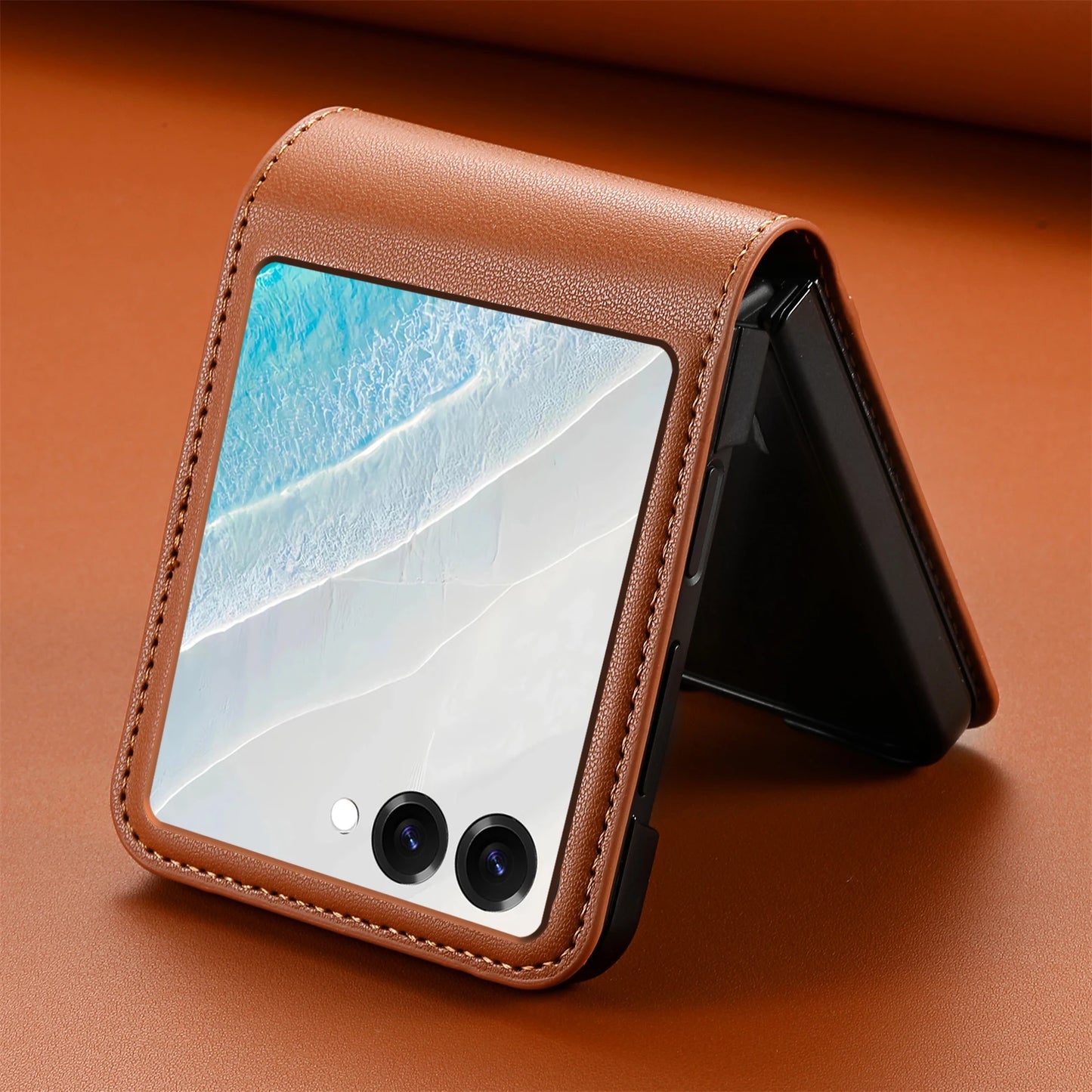 Business Leather Wallet Card Solt Case For Samsung Galaxy Z Flip 7 7fe 5G Flip 6 ZFlip 5 4 3 Flip7 Flip6 Magnetic Bag Skin Cover