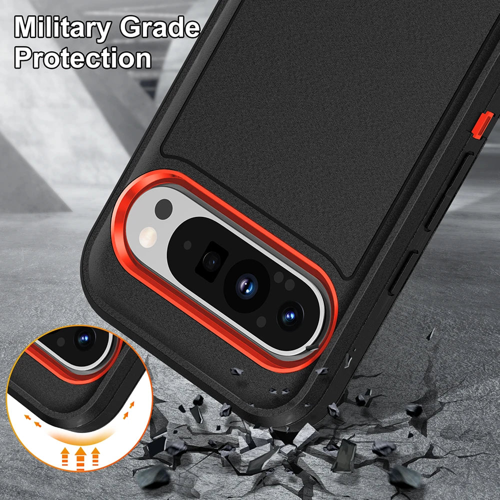 Military Grade Shockproof Cover For Google Pixel 9 Pro XL 3IN1 Anti-Shock Strong Stand Case For Google Pixel 9 Pro Armor Bumper