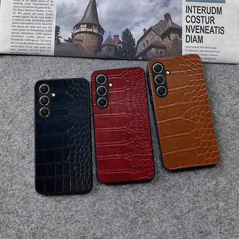 Crocodile Leather Phone Case  for Samsung Galaxy A55 A35 A25 A15 A05 A05S A14 A34 A54 5G A12 A52 A52S A51 A71 Phone Cover