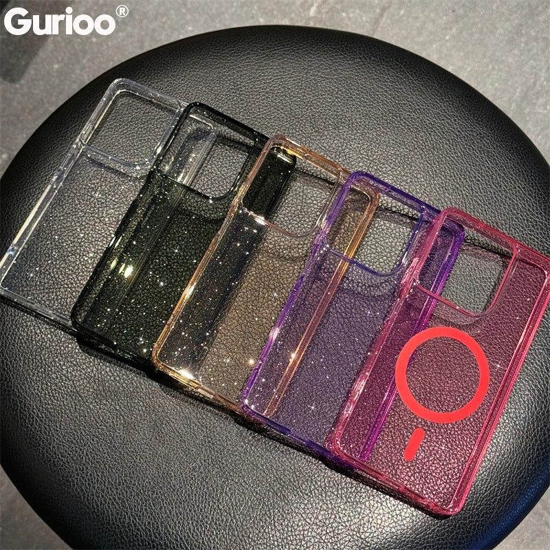 Simple Slim Glitter Bling Wireless Charging Magnetic Case For Motorola Moto G Stylus Powet Play 5G 2024 2025 Soft TPU Back Cover