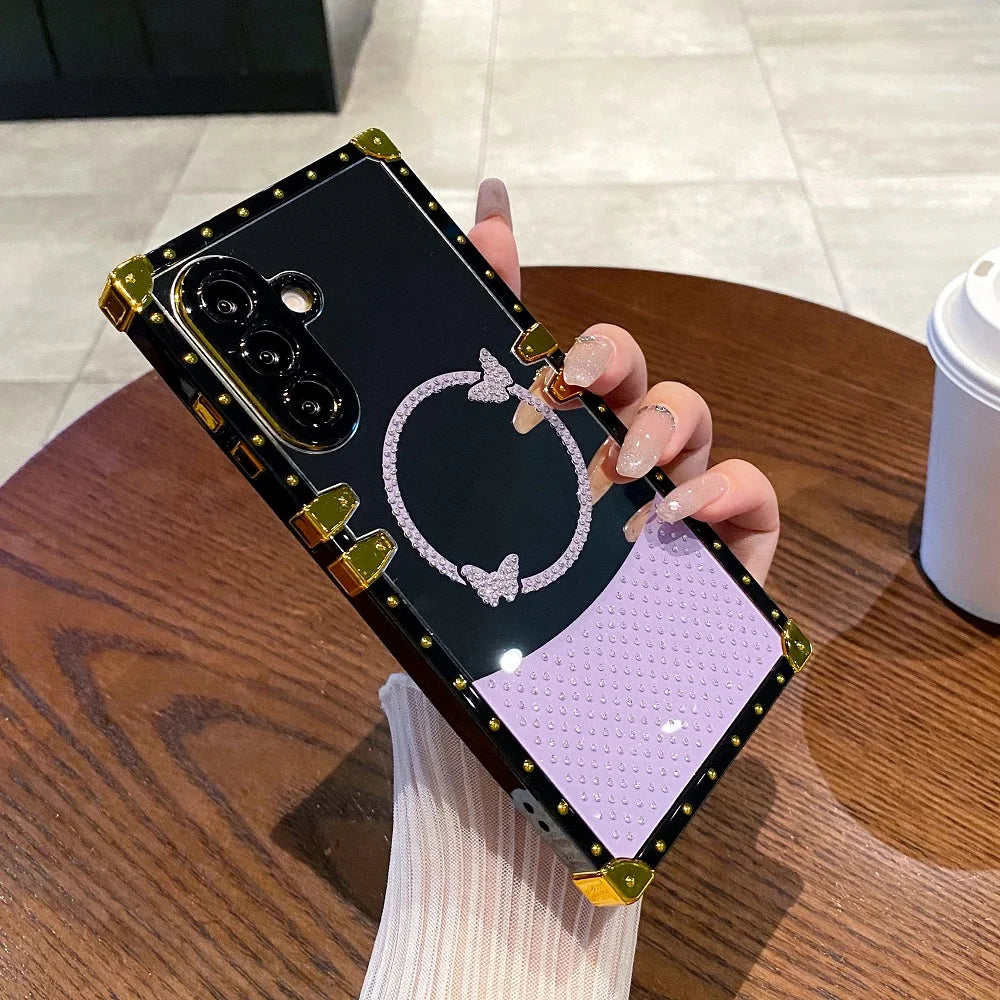 For Samsung Galaxy A56 A55 A54 A53 A36 A35 A34 A26 A25 A24 A16 S25 S24 S23 Phone Case Glitter Diamond Butterfly Shockproof Cover