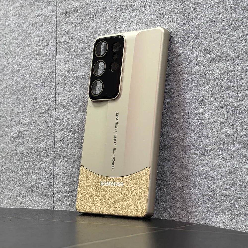 Dual Colors Splicing Case For Samsung Galaxy S23 S24 S25 Ultra Plus Ultra-Thin Hard PC PU Leather Lens Protection Phone Cover