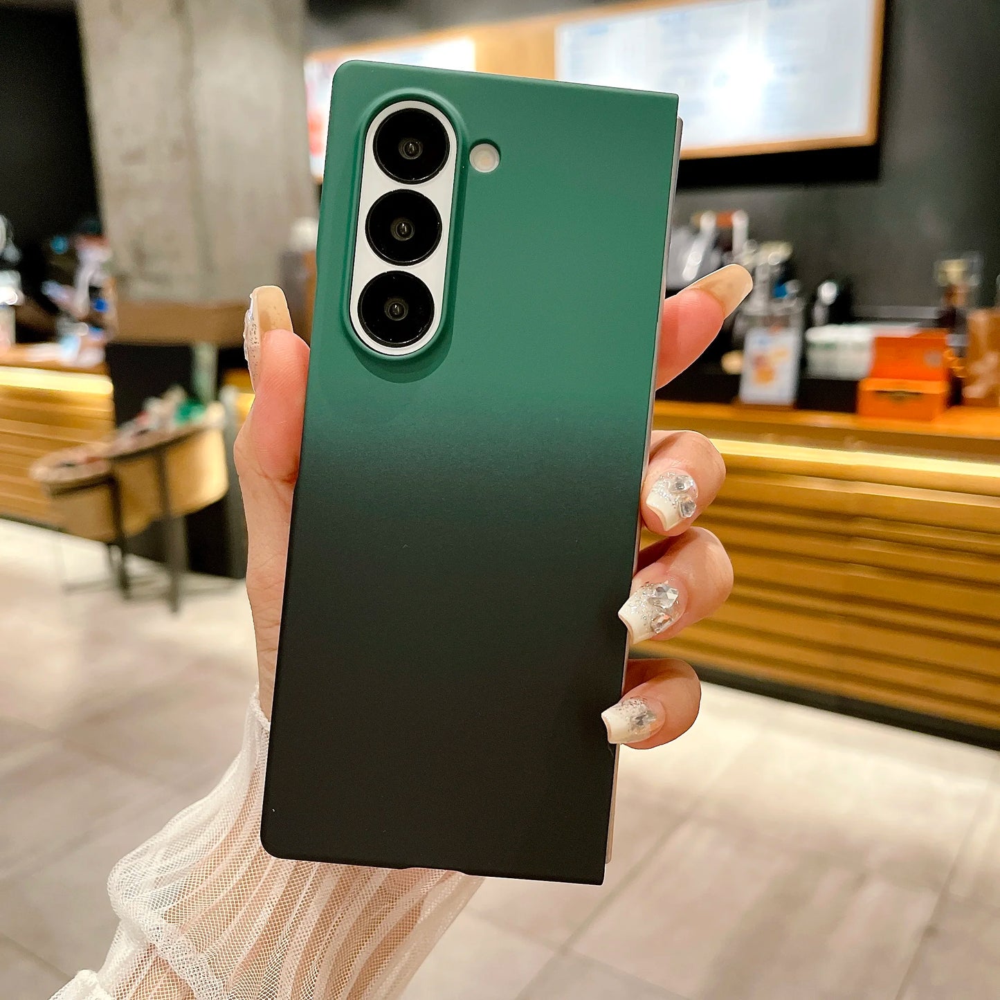 Fashion Gradient Contrast Color Phone Case For Samsung Galaxy Z Fold 6 5 4 Splice Color Shockproof Protection Bumper Hard Cover