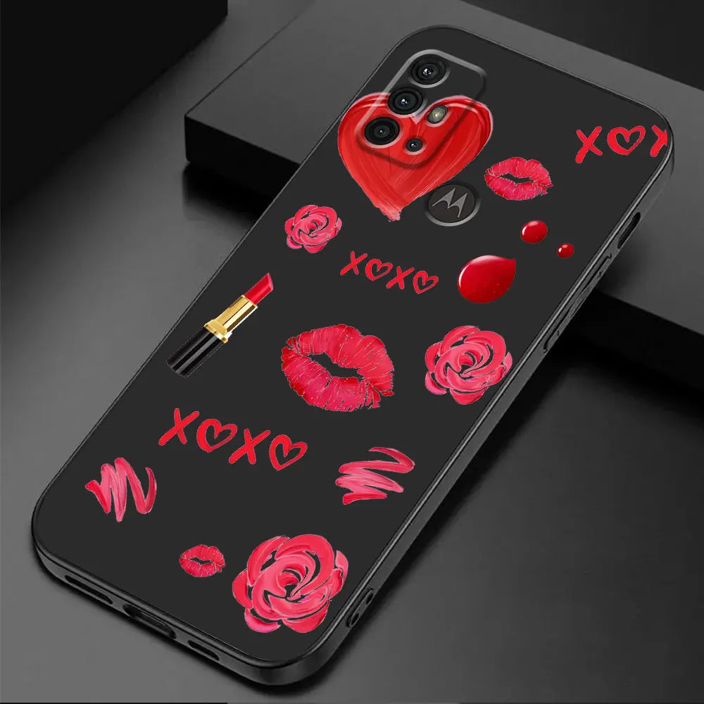 TPU Soft Phone Case for Motorola Moto G50 G32 G52 G53 G30 G60 G71 G72 G22 G51 G31 G73 G60s Sexy Girl Red Black Lips Kiss Cover