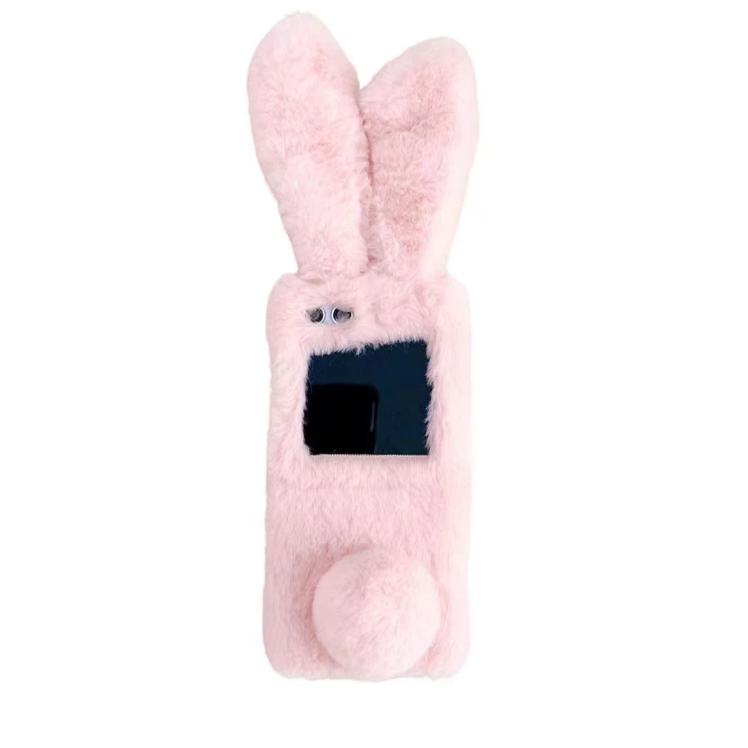 For Motorola Razr 50 Plus 40 Moto Razr40 Ultra 2023 2024 Luxury Cute Soft Fur Puff Rabbit Ear Phone Case Cover