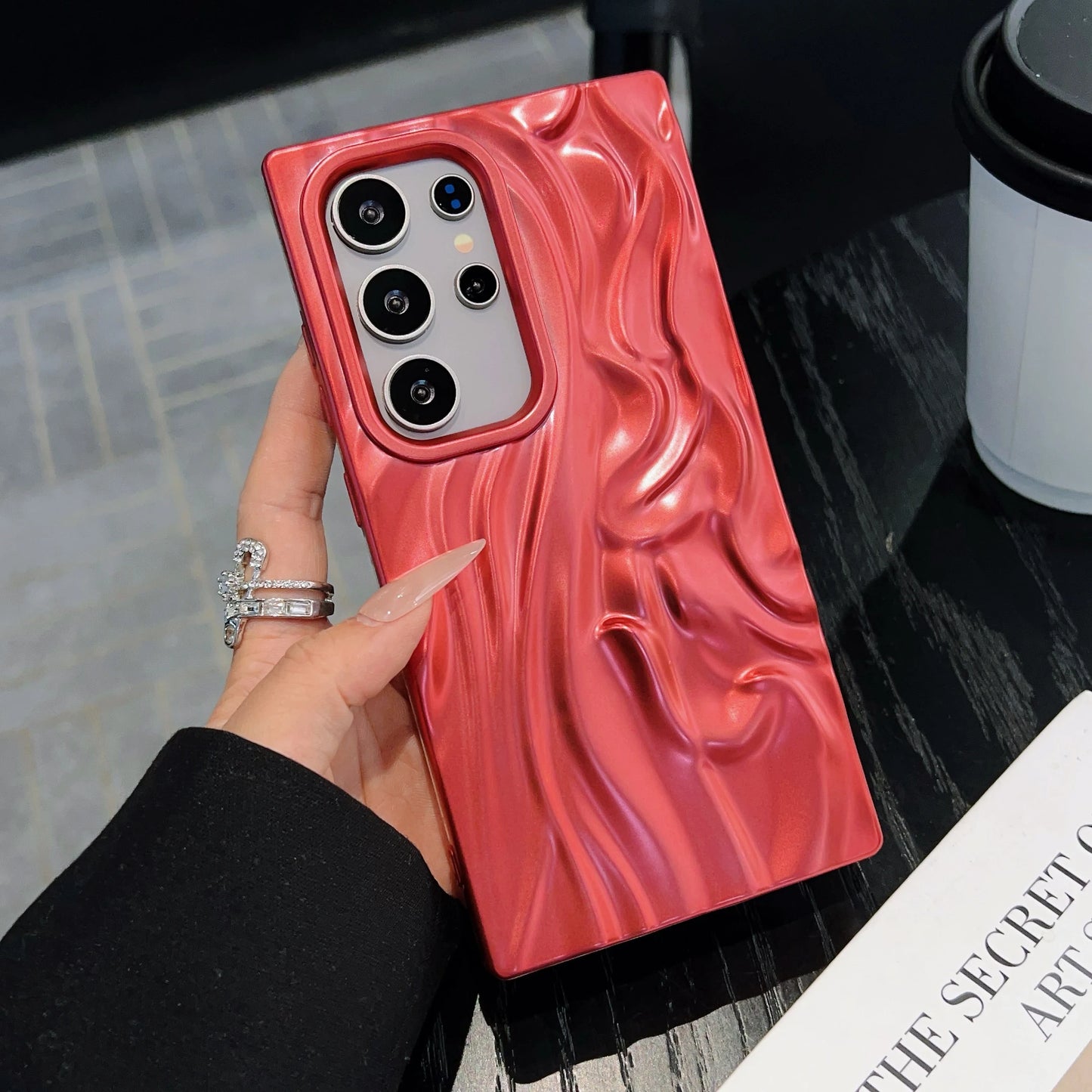 3D Plating Wave Wrinkle Matte Solid Color Case For Samsung S25 S24 Plus S23 Ultra FE A56 A36 A26 A16 A06 A55 A35 A25 Soft Cover