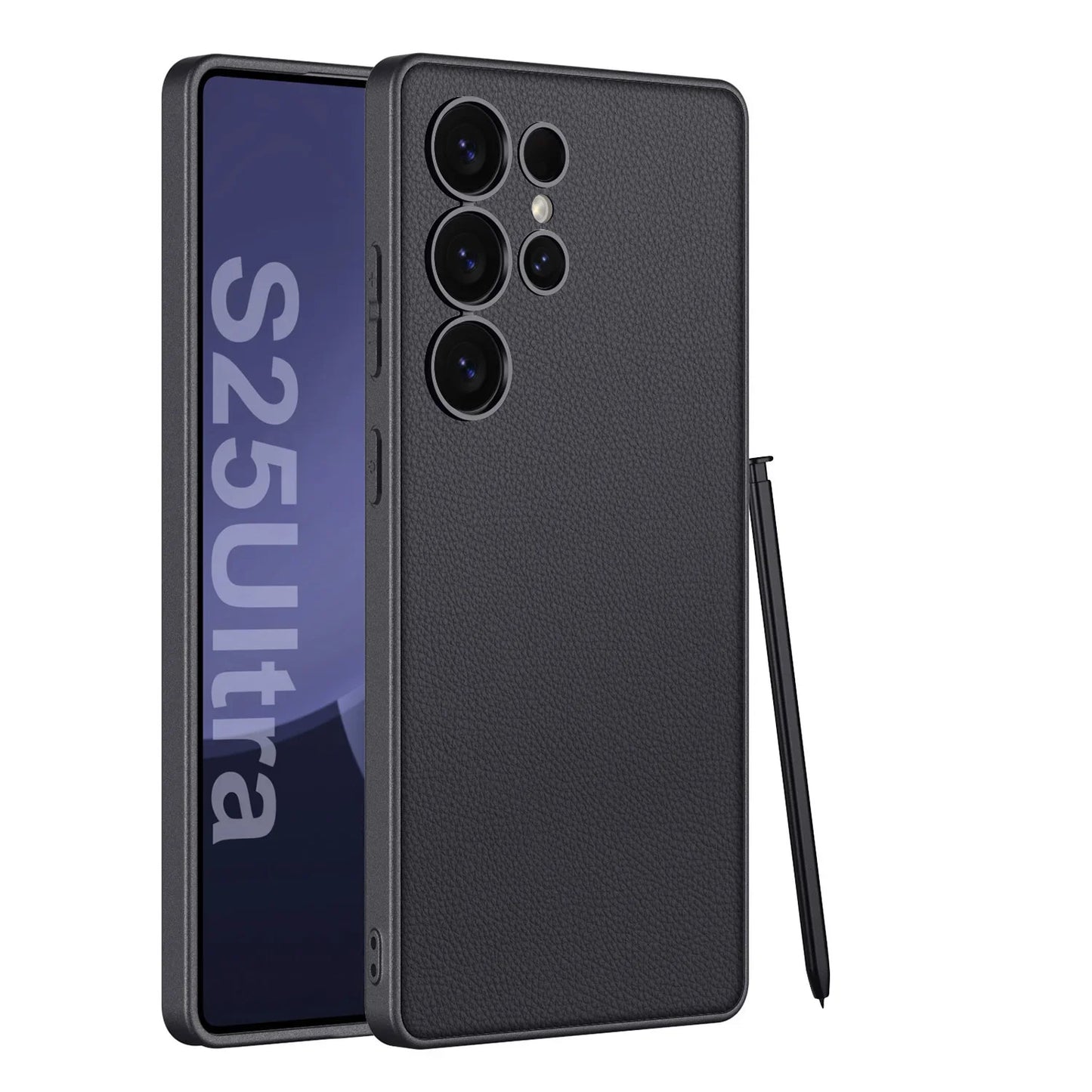 Metallic Lacquer Leather Phone Case For Samsung Galaxy S23 S24 S25 Ultra 5G Luxury Skin Matte S24Ultra S25Ultra Protective Cover