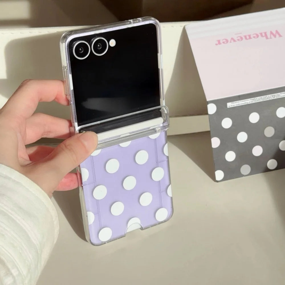 ZFlip 8 Luxury Polka Dot Card Slot Beads Bracelet Case for Samsung Galaxy Z Flip 8 ZFlip 3 4 5 6 7 8 Transparent Hard Back Cover
