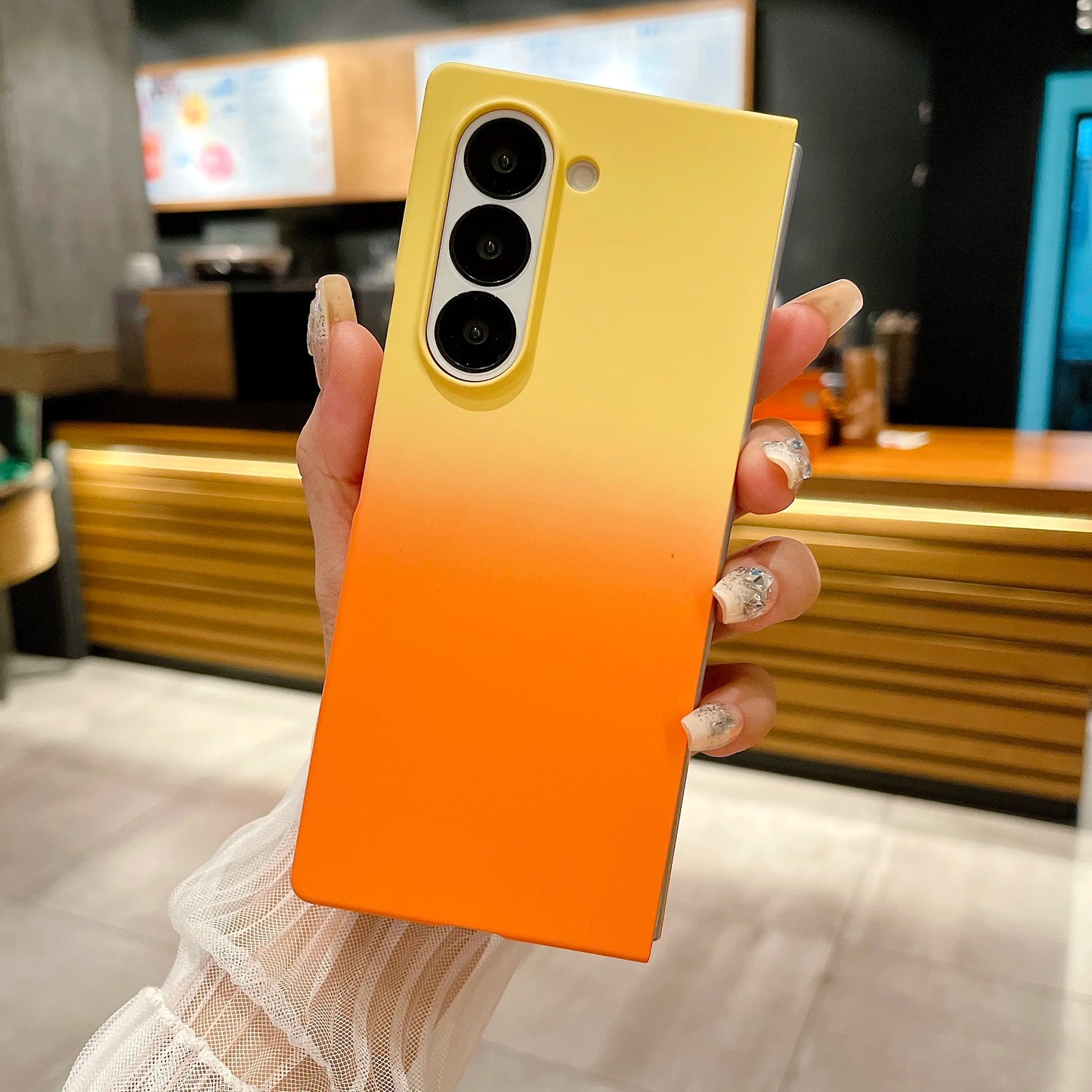 Fashion Gradient Contrast Color Phone Case For Samsung Galaxy Z Fold 6 5 4 Splice Color Shockproof Protection Bumper Hard Cover