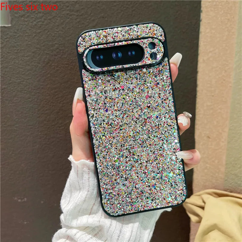 Luxury Glitter Phone Cases For Google Pixel 9A 8A 7A 6A 10 Pro XL 9 8 7 6pro Shiny Shockproof Hard Back Cover Grid Protect Shell