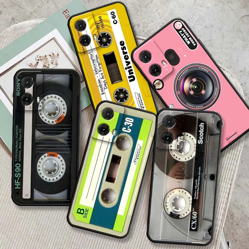 Creative cassette design For Motorola G85 Edge 50 G24 G35 G14 G04 40 G72 G34 G31 G Stylus G54 G13 G32 5G Black Phone Case