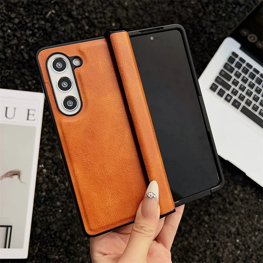 Business PU Leather Case For Samsung Galaxy Z Fold 7 6 5 4 Detachable Medium Axis Protection Mobile Phone Cover