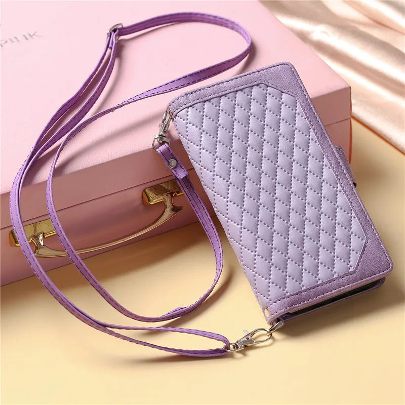 Long Lanyard Zipper Wallet Flip Leather Phone Case for Google Pixel 10 Pro XL 9 9A 8 8A 7 7A 6 6A Purse Card Cover Coque Etui