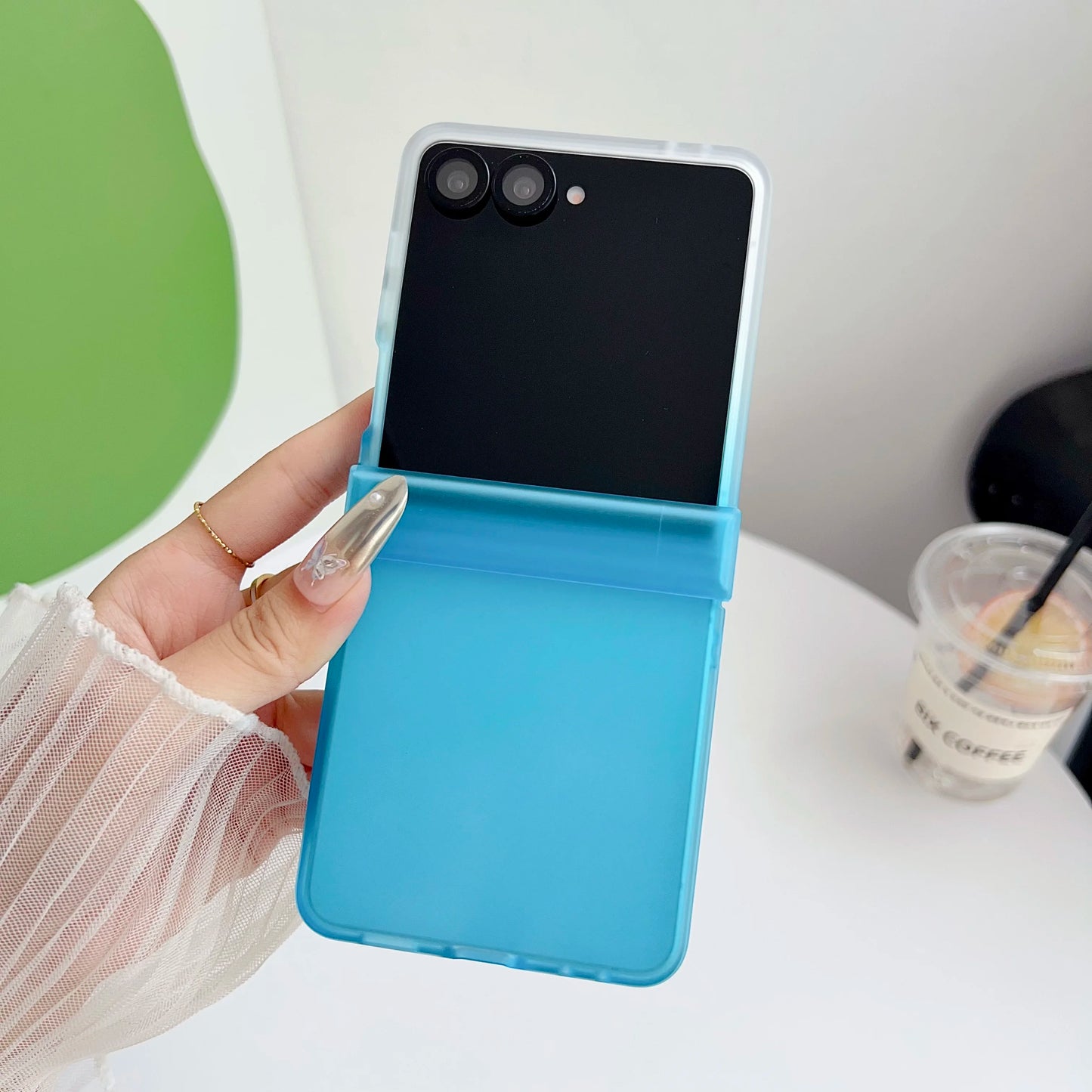 Candy Color Gradient Case For Samsung Galaxy Z Flip 7 6 5 4 3 7 5G Flip7 FE Skin Feel 3-piece Set Translucent Frosted Back Cover